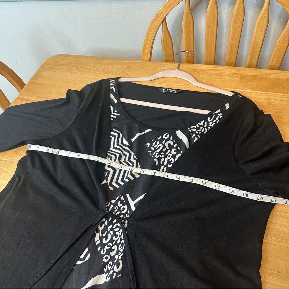 Bloom Chic Women’s Plus Size Black & White Tie Top 3/4 Sleeve Size 14 / 16 - Picture 4 of 9